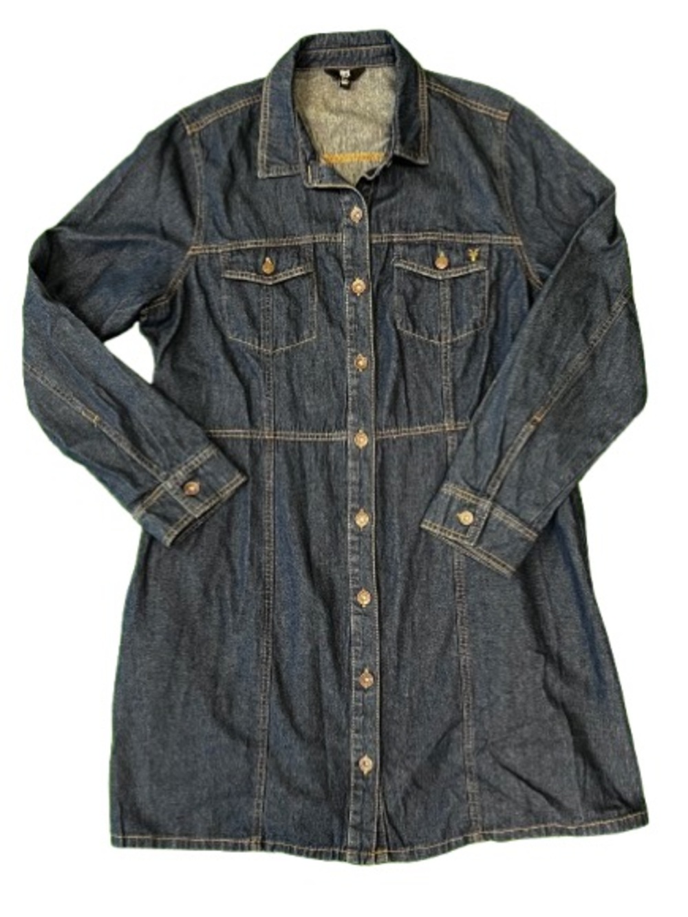 SZ XXL Frye Plus Size Dark Denim Shirt Full Button Down Dress